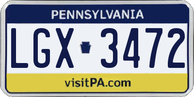 PA license plate LGX3472