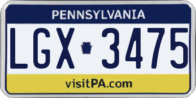 PA license plate LGX3475