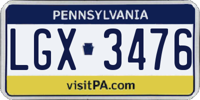 PA license plate LGX3476