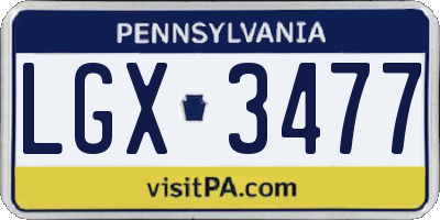 PA license plate LGX3477