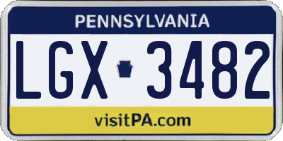 PA license plate LGX3482