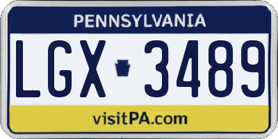 PA license plate LGX3489
