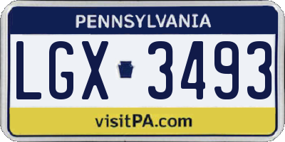 PA license plate LGX3493