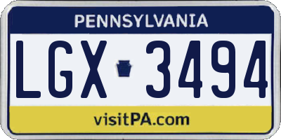 PA license plate LGX3494