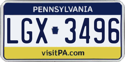 PA license plate LGX3496