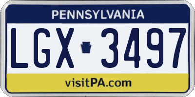 PA license plate LGX3497