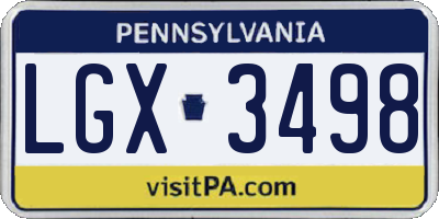 PA license plate LGX3498