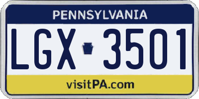 PA license plate LGX3501