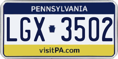 PA license plate LGX3502