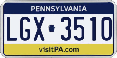 PA license plate LGX3510