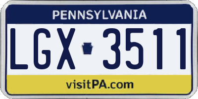 PA license plate LGX3511