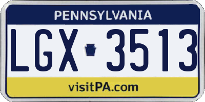 PA license plate LGX3513