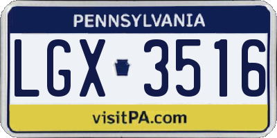PA license plate LGX3516
