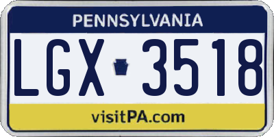 PA license plate LGX3518