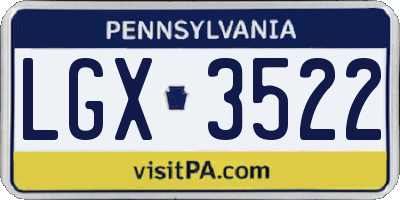 PA license plate LGX3522