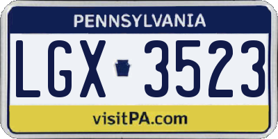PA license plate LGX3523