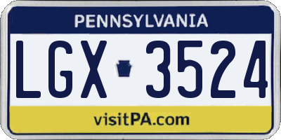 PA license plate LGX3524