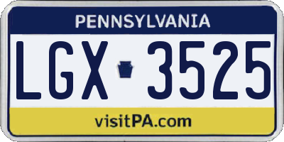 PA license plate LGX3525