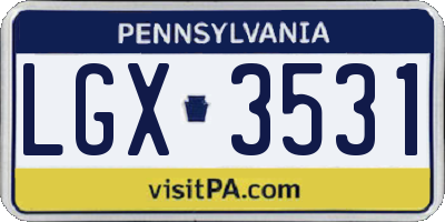 PA license plate LGX3531