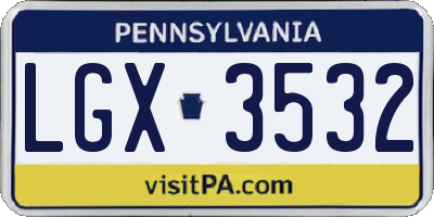 PA license plate LGX3532