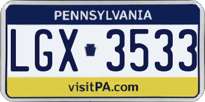 PA license plate LGX3533