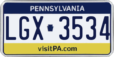 PA license plate LGX3534