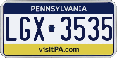 PA license plate LGX3535