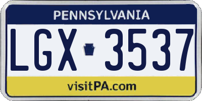 PA license plate LGX3537