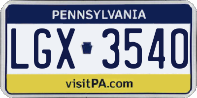 PA license plate LGX3540