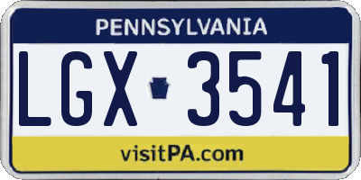PA license plate LGX3541