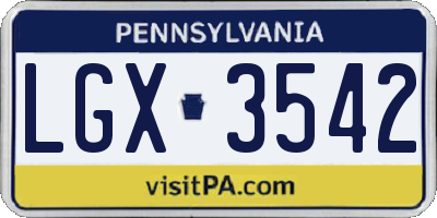 PA license plate LGX3542