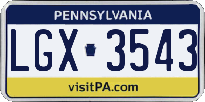 PA license plate LGX3543