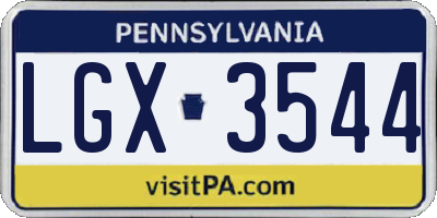 PA license plate LGX3544