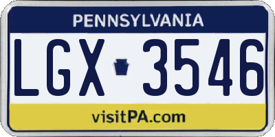 PA license plate LGX3546
