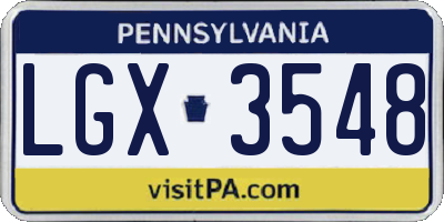PA license plate LGX3548