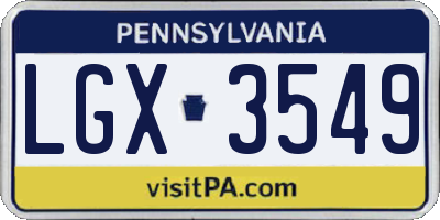 PA license plate LGX3549