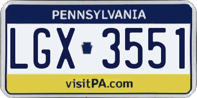 PA license plate LGX3551