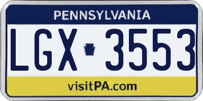 PA license plate LGX3553