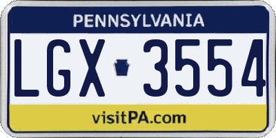 PA license plate LGX3554