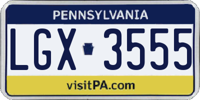 PA license plate LGX3555