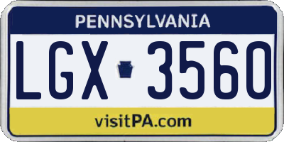 PA license plate LGX3560