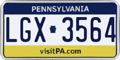 PA license plate LGX3564
