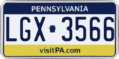 PA license plate LGX3566