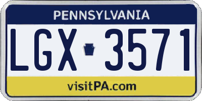 PA license plate LGX3571