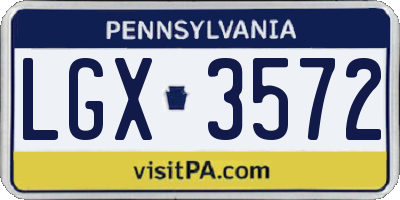 PA license plate LGX3572