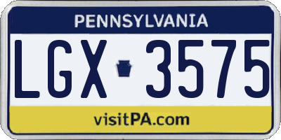 PA license plate LGX3575