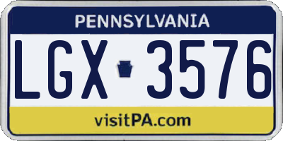 PA license plate LGX3576