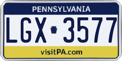 PA license plate LGX3577