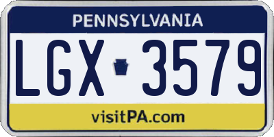 PA license plate LGX3579