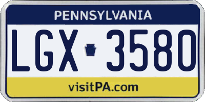 PA license plate LGX3580